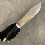 Златоустовский нож Мачете "Малыш" золочение клинка, кожа, сталь 95Х18