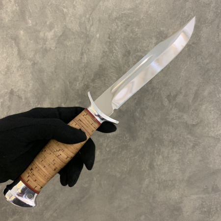 Нож "Разведчик" сталь 95Х18, береста, алюминий, фибра, гравировка