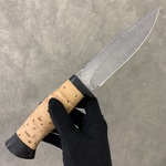 Нож "Фокс-1" дамасская сталь, береста, текстолит