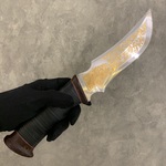 Нож "Зубр", сталь ЭИ-107, кожа, текстолит, фибра, золочение клинка