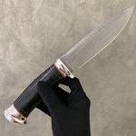 Нож "Фокс-1" дамасская сталь, кожа, алюминий