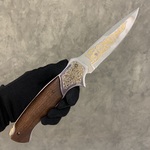 Нож складной "Якудза" сталь ЭИ-107 (орех, рисунок, золочение)