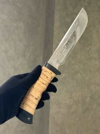 Нож «Медвежий-2», сталь 95х18, береста, гравировка