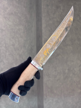 Нож "Атаман", 95х18, орех, алюминий, позолота