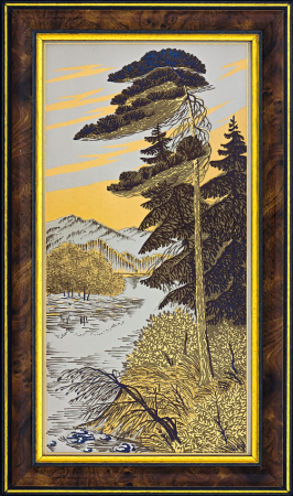 Гравюра "Крутой бережок" в раме