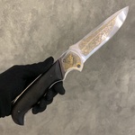 Нож складной "Рысь" сталь ЭИ-107 (граб, рисунок,золочение)