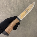 Нож "Баджер-2", сталь ЭИ-107, орех, текстолит, рисунок с золочением