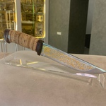 Нож "Монблан", сталь ЭИ-107, текстолит, береста, золочение
