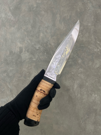 Нож «Кайман-2», 95х18, береста, текстолит, гравировка